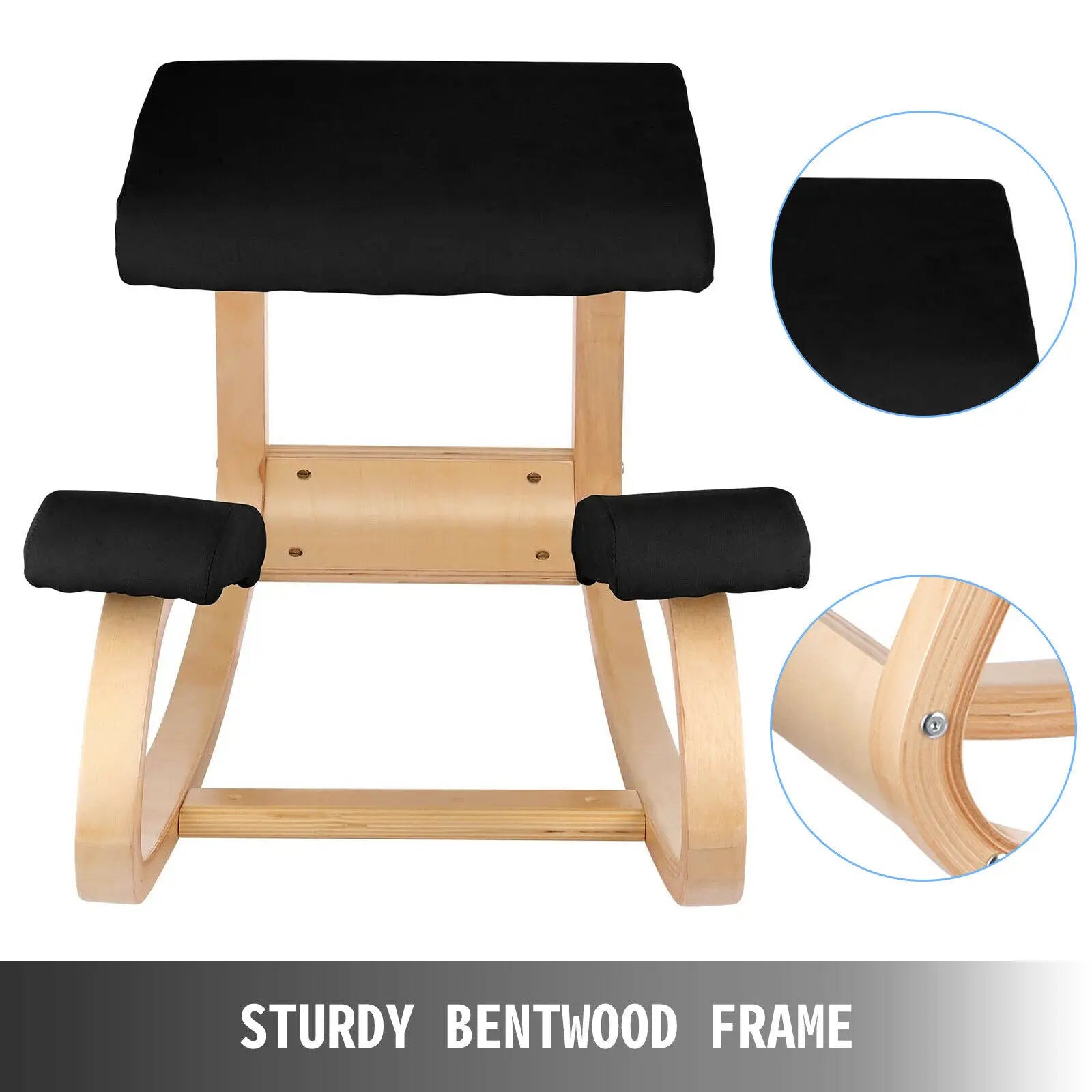 VEVOR Ergonomic Kneeling Chair – Thick Cushion Rocking Wood Stool - Image 5