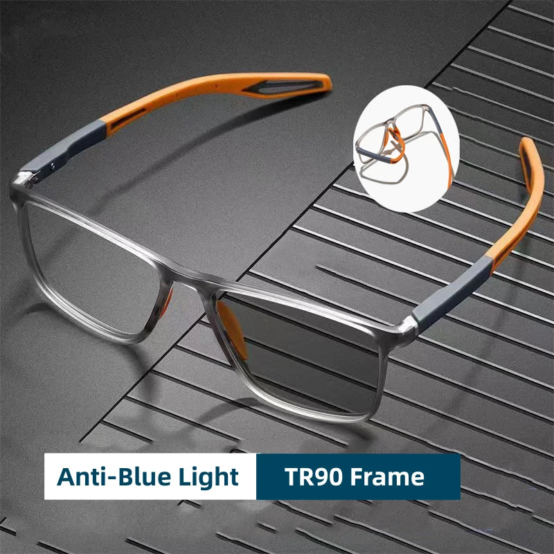 TR90 Sports Photochromic Eyewear – Anti-Blue Light Glasses with Flexible Spring Hinges for Men