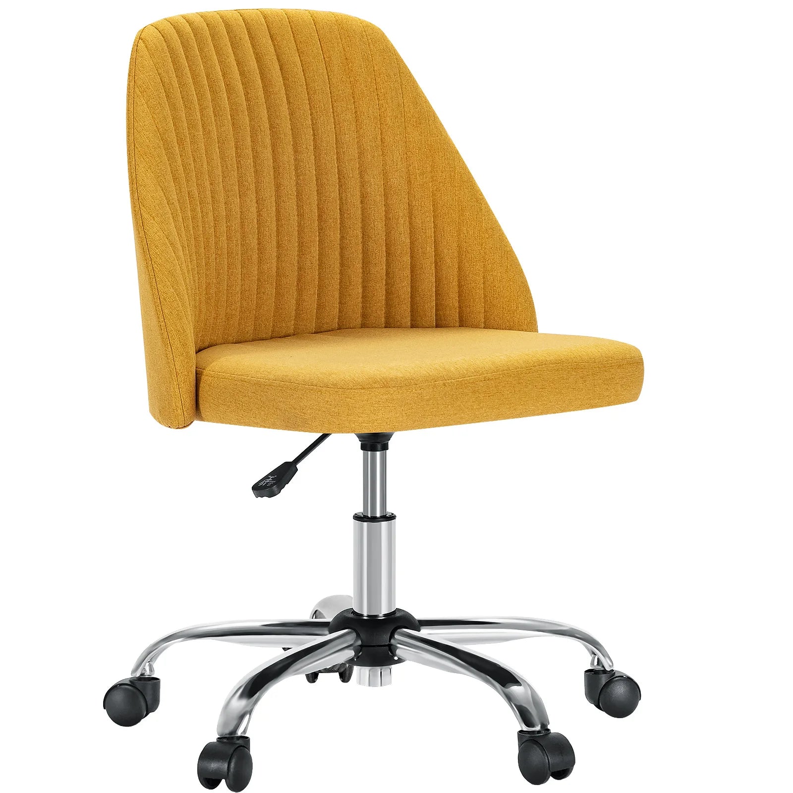 JHK Armless Small Desk Office Chair – Cute Swivel Vanity Chair with Backrest & Wheels - Image 10