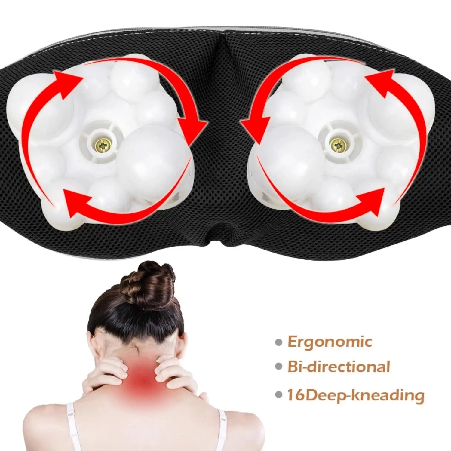3D Shiatsu Massage Pillow with Heat – Neck, Shoulder & Back Massager for Home & Office - Image 4