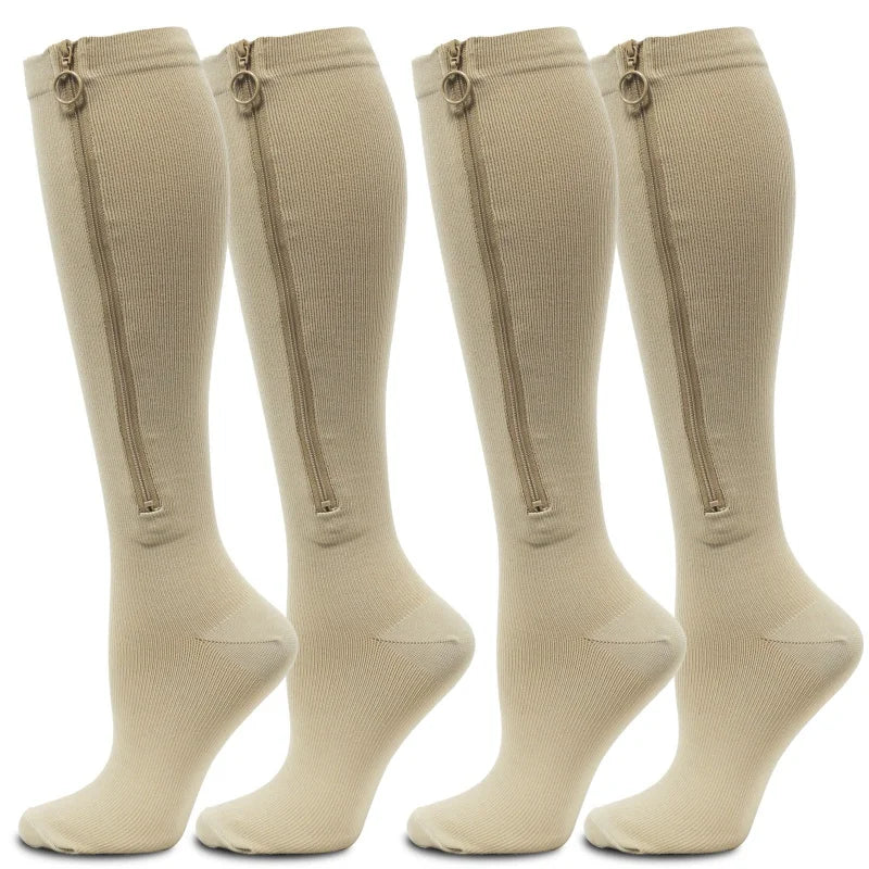 Zippered Compression Stockings – Long Cycling & Sports Leg Support Socks for Women - Image 7
