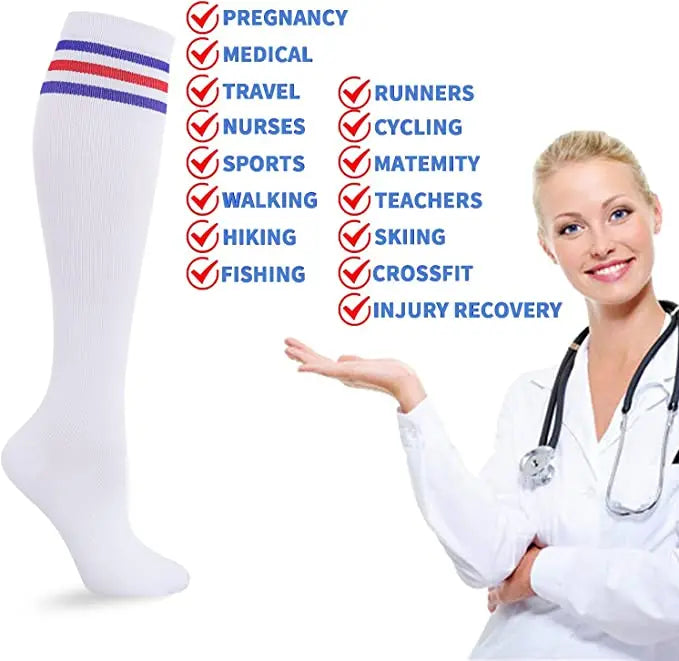 30mmHg Knee-High Compression Socks – Unisex Sports & Medical Support for Edema, Diabetes, and Varicose Veins - Image 4