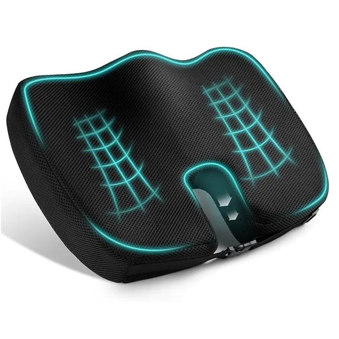 Memory Foam Seat Cushion – Coccyx & Sciatica Relief Pad for Office Chairs