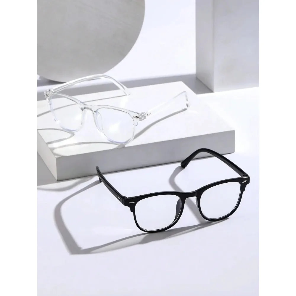Unisex Square Anti-Blue Light Clear Glasses – Trendy Back-to-School Eyewear Accessory - Image 2