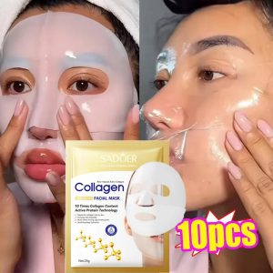 10PCS Collagen Anti-Wrinkle Facial Mask – Korean Skincare for Firming, Moisturizing & Brightening