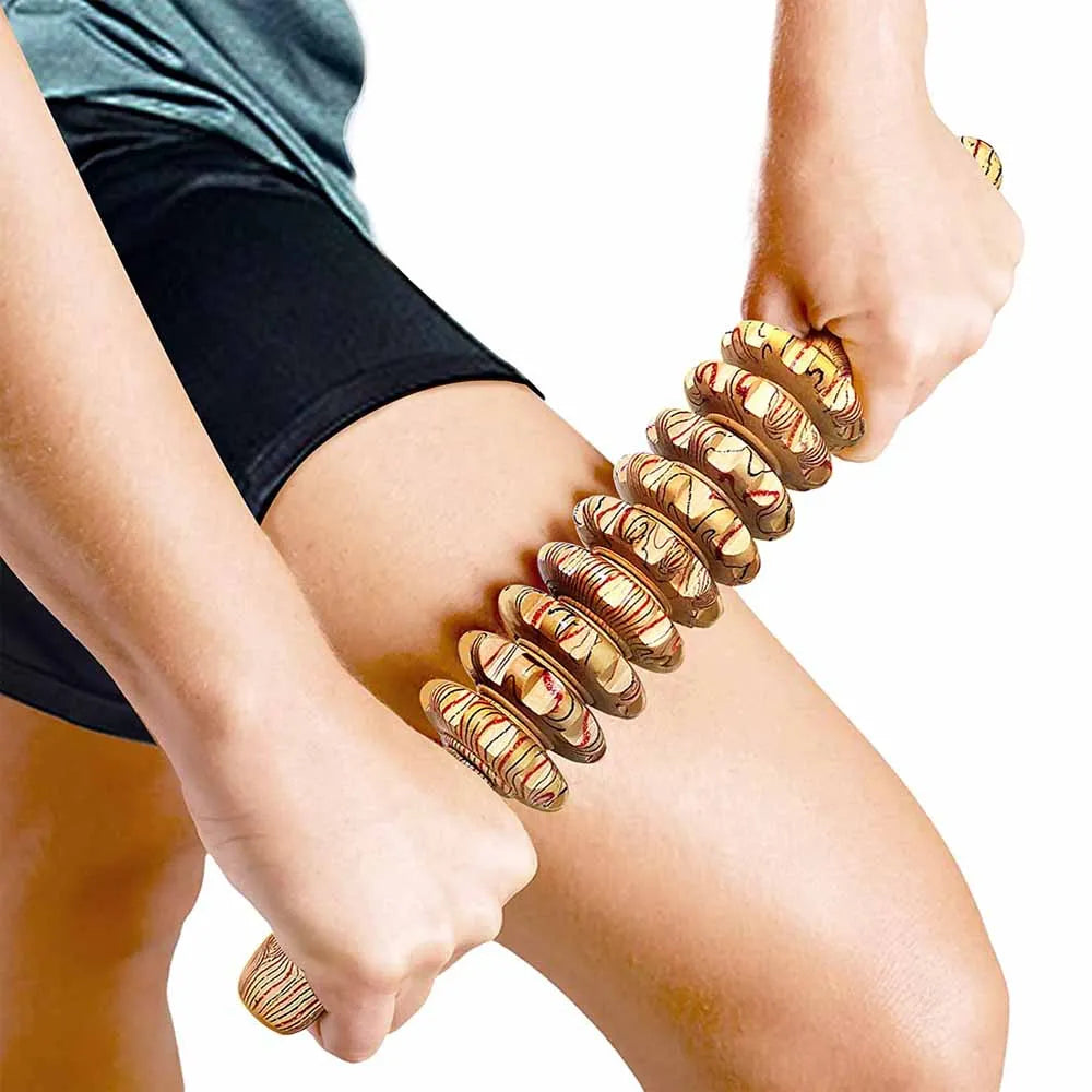 9-Roller Wooden Massage Stick - Image 4