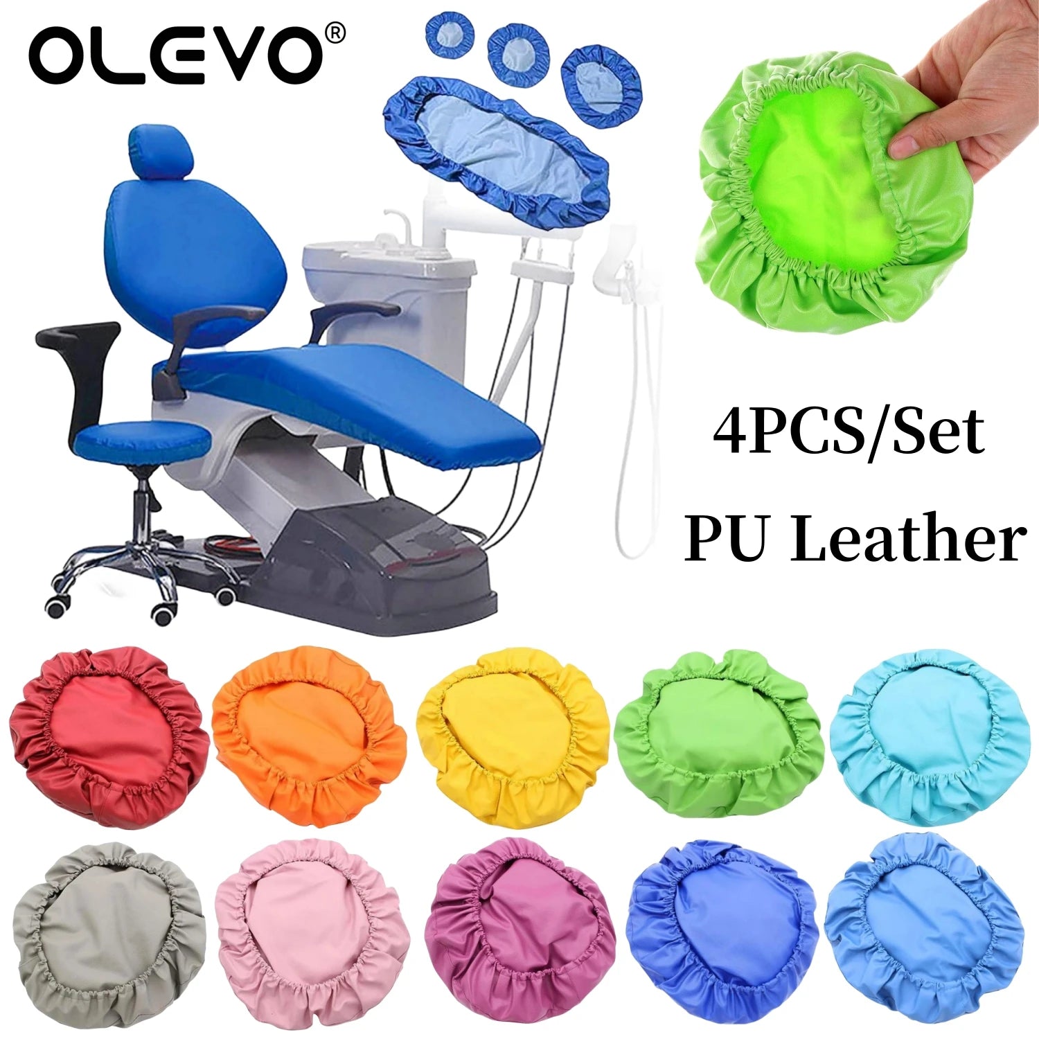 4-Piece PU Leather Dental Chair Seat Cover Set – Waterproof & Elastic Protection