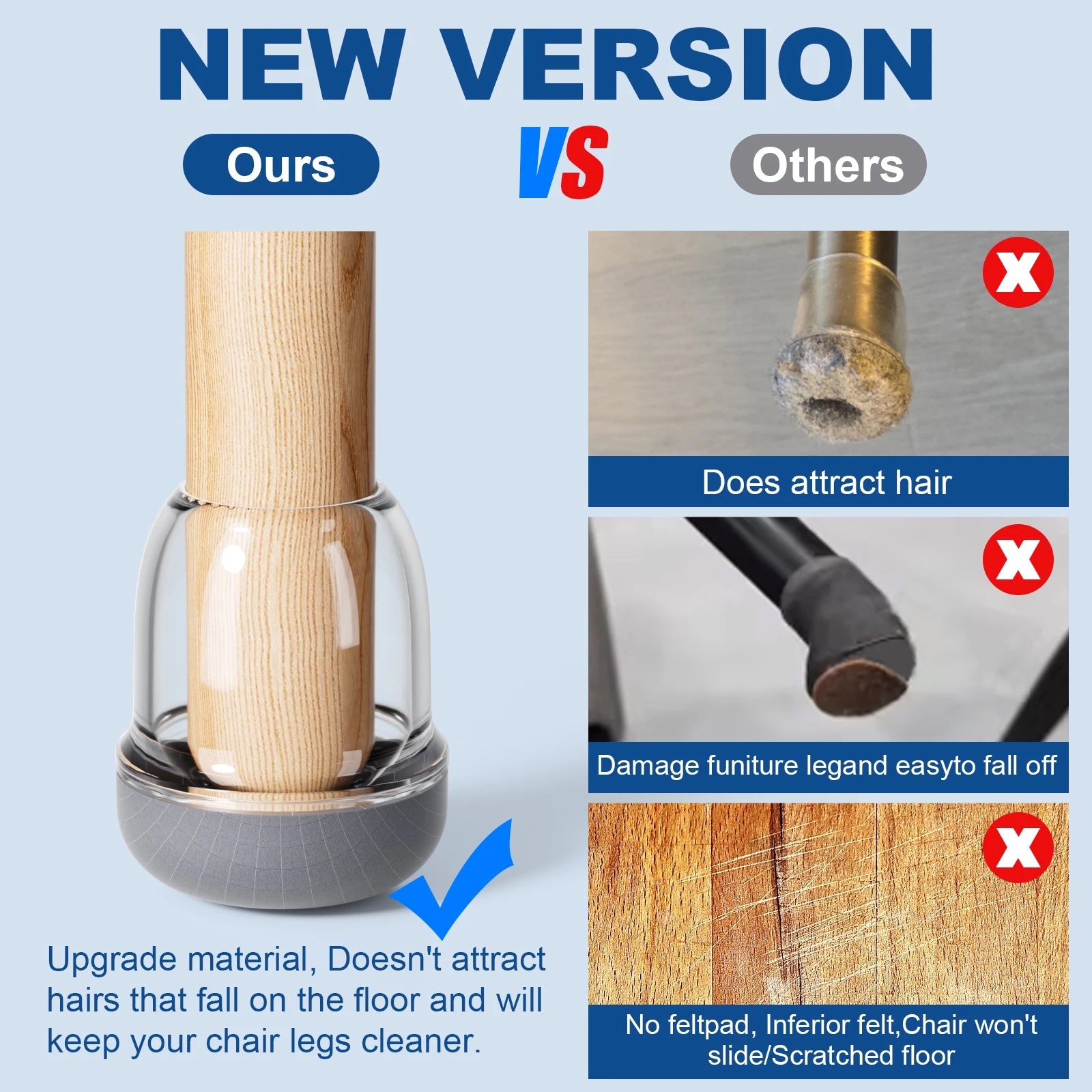 16PCS Round Chair Leg Floor Protectors – Graphene Nylon Bottom Pads for Smooth, Hair-Free Gliding - Image 2