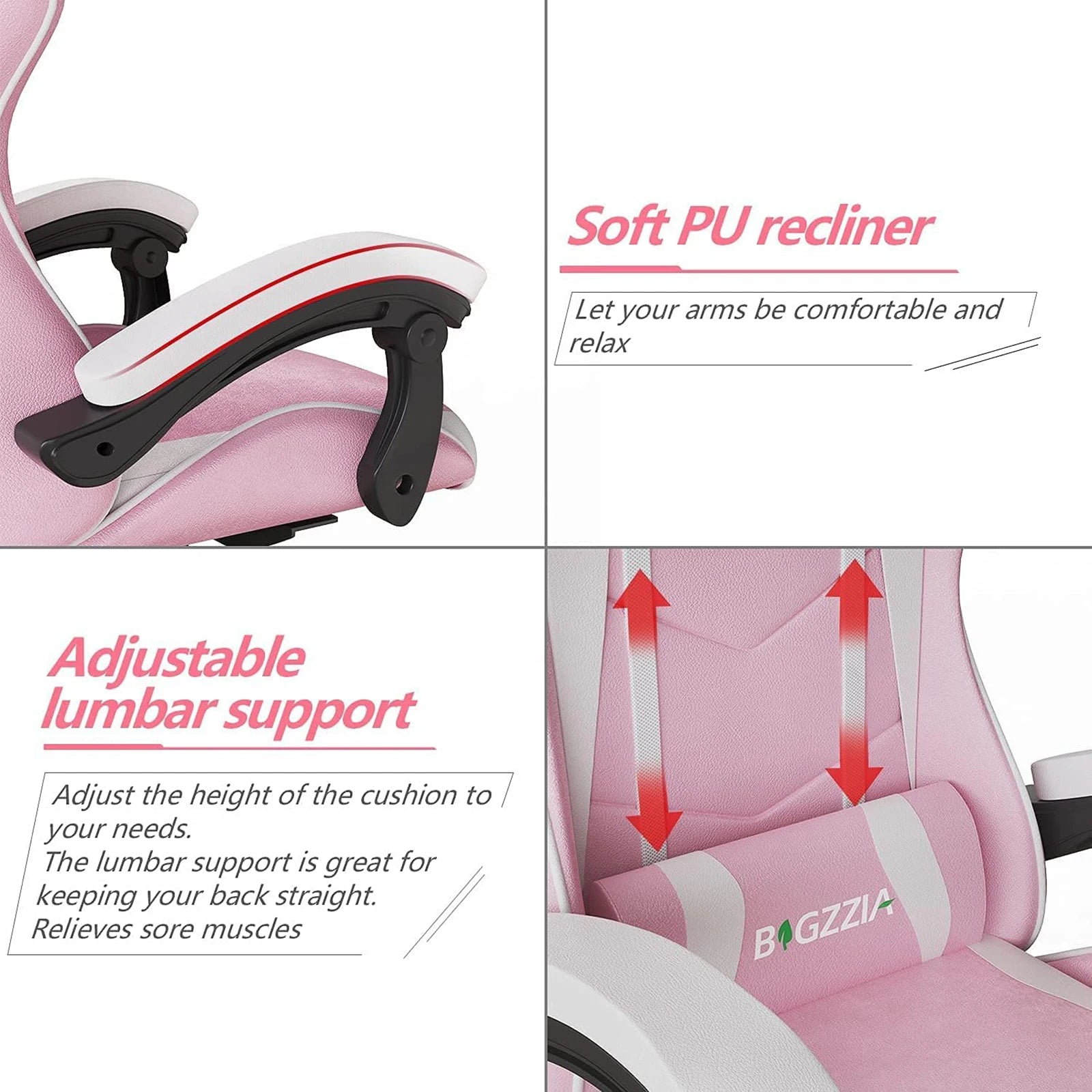 Ergonomic Gaming Chair – Height-Adjustable Computer Chair with Lumbar & Headrest Support - Image 6