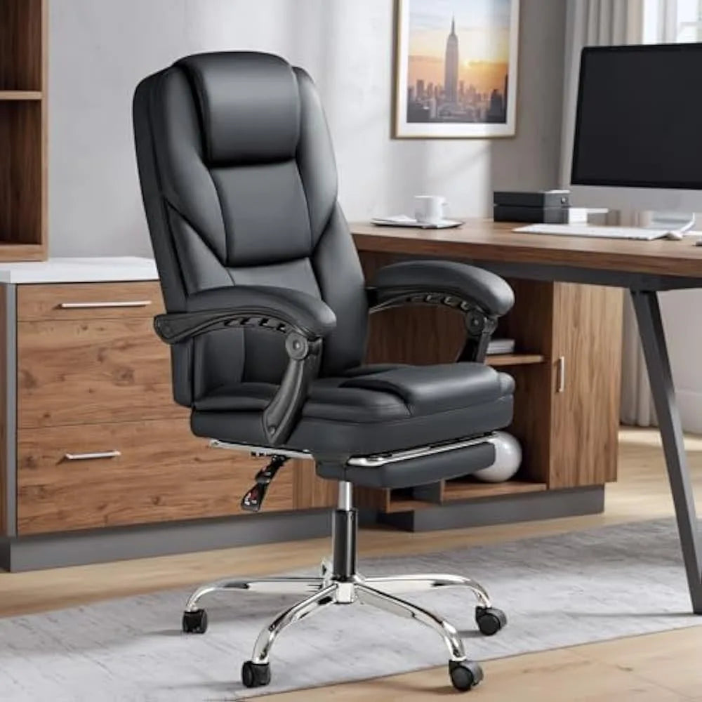 Big & Tall Executive Office Chair – High Back Leather Recliner with Footrest - Image 9