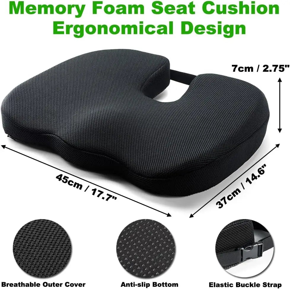 Memory Foam Seat Cushion – Coccyx & Sciatica Relief Pad for Office Chairs - Image 7