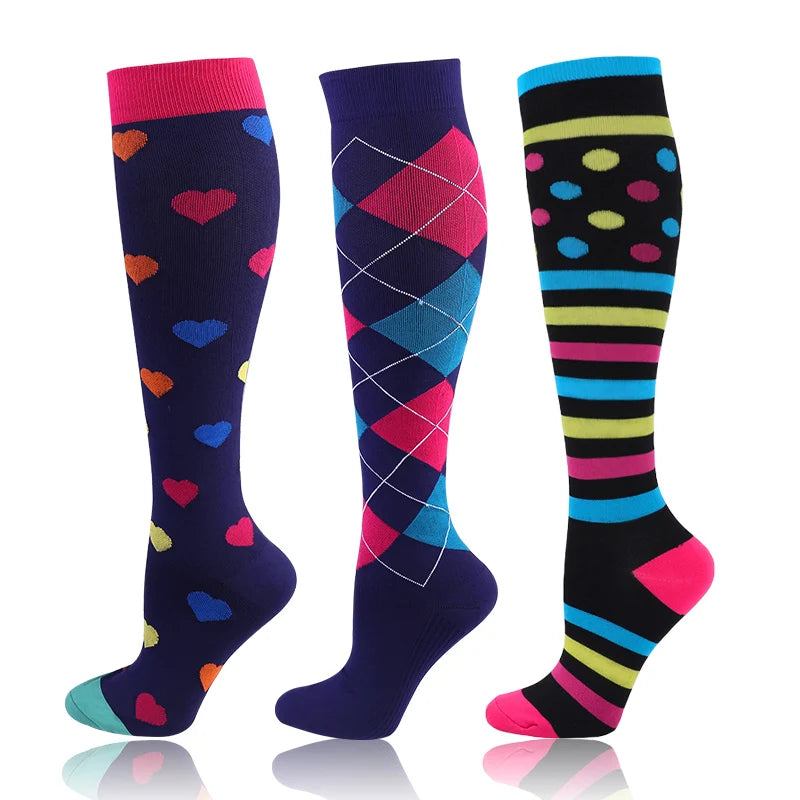 3 Pairs/Pack Compression Socks – 30mmHg Knee-High Support for Men & Women (58 Styles) - Image 11