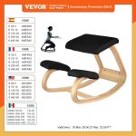 VEVOR Ergonomic Kneeling Chair – Thick Cushion Rocking Wood Stool