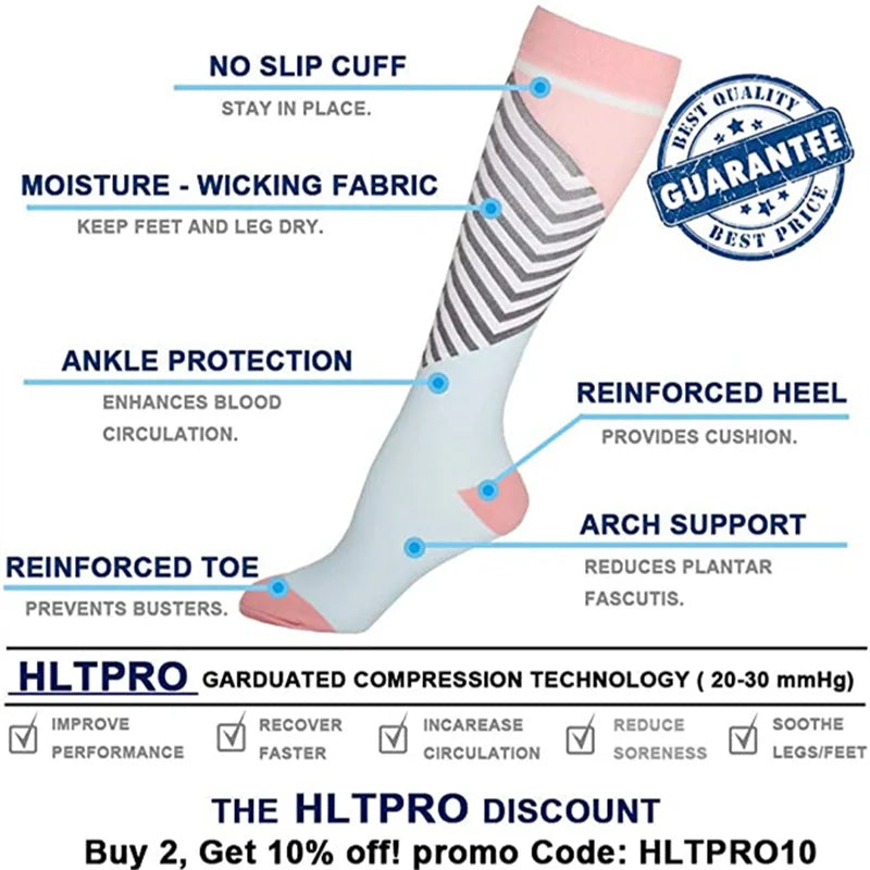 20–30mmHg Compression Socks – Pink Knee-High Stockings for Varicose Veins, Pain Relief & Circulation Support - Image 3