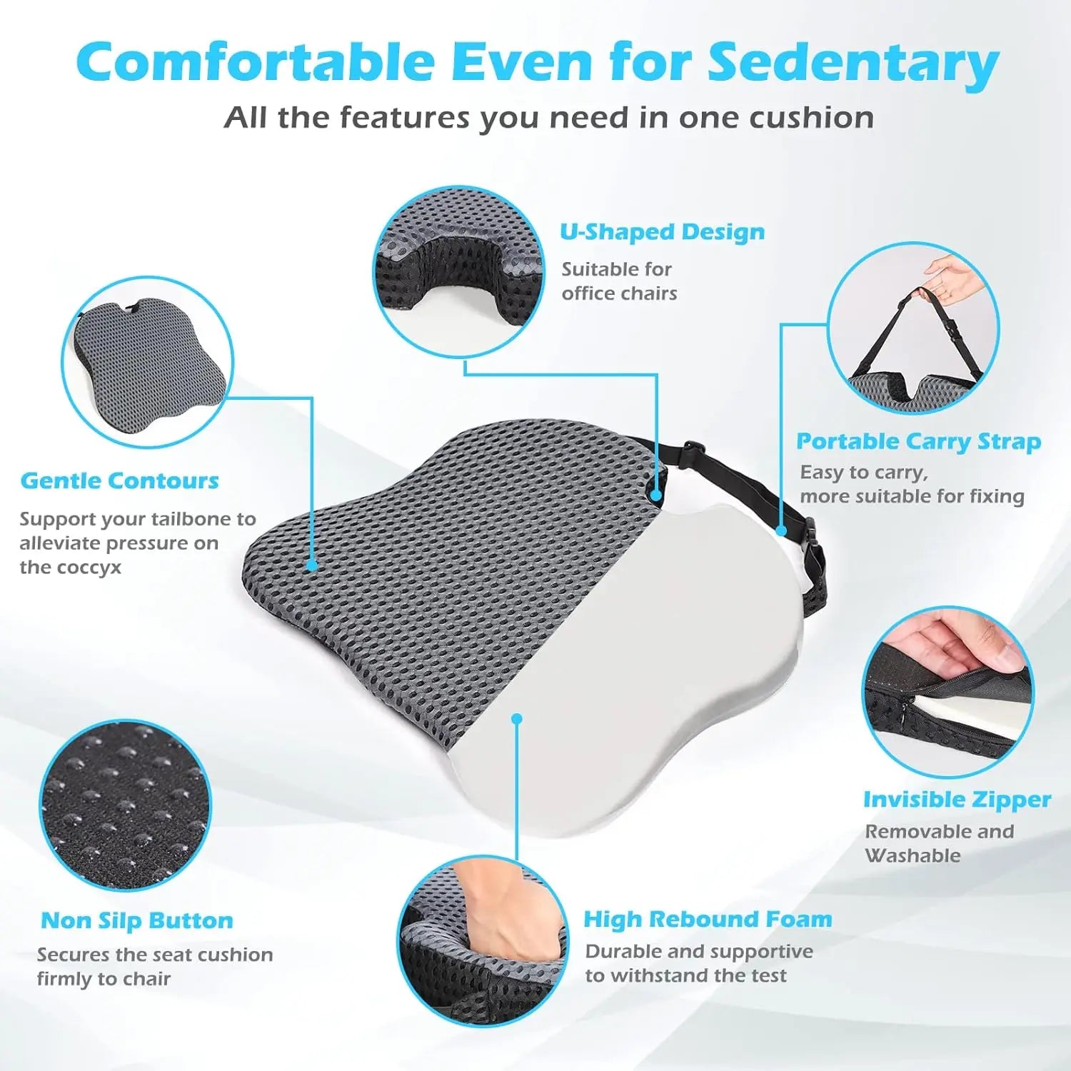 Car Wedge Seat Cushion – Memory Foam Orthopedic Support for Drivers, Office Chairs & Wheelchairs - Image 3