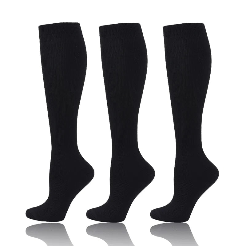3 Pairs/Pack Compression Socks – 30mmHg Knee-High Support for Men & Women (58 Styles) - Image 58