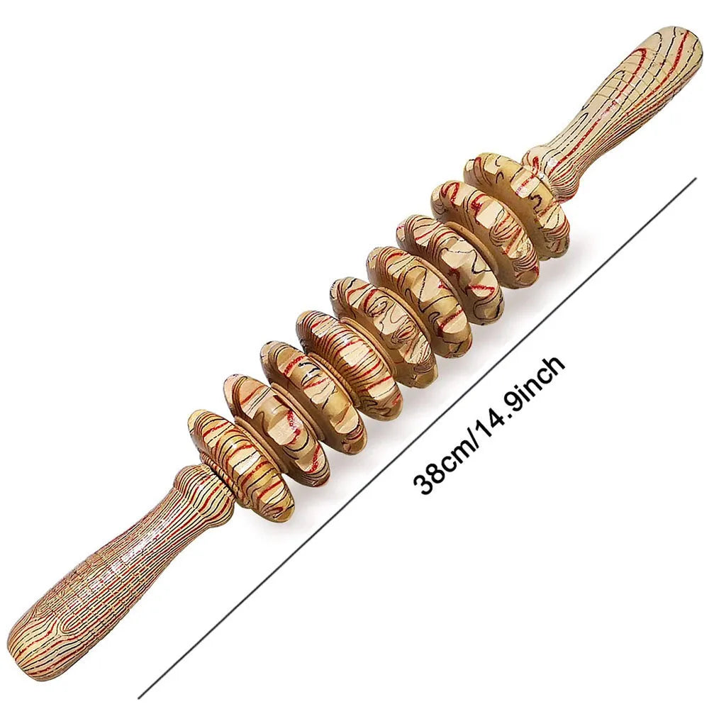 9-Roller Wooden Massage Stick - Image 7