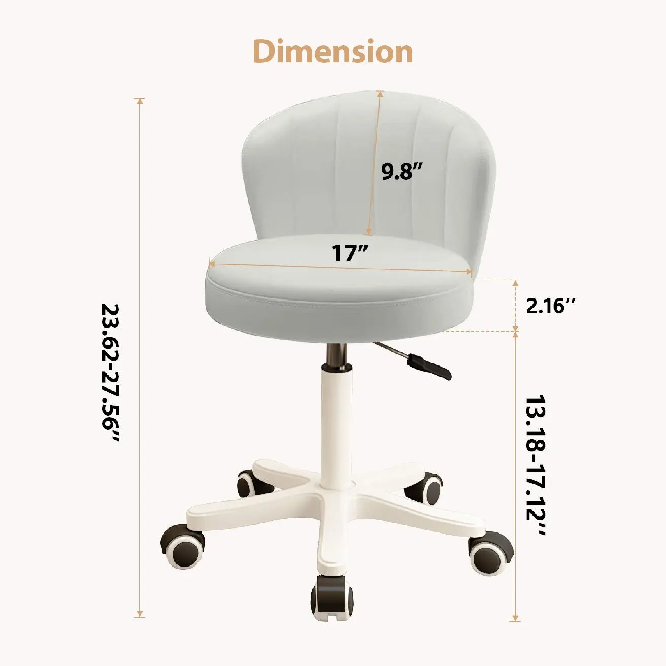 Small Round Rolling Desk Chair – Armless PU Leather Vanity & Spa Stool - Image 6