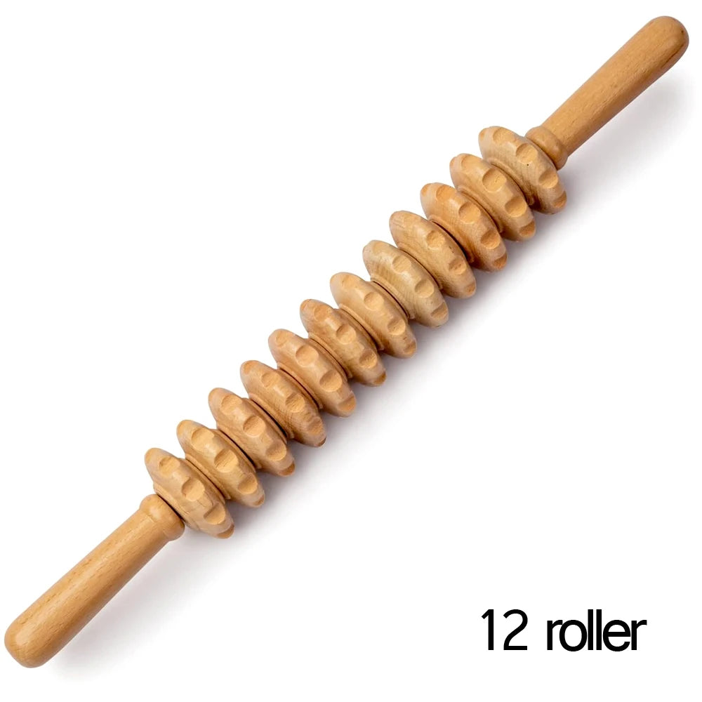 Wood Therapy Roller Massage Tool – 12 Straight-Wheel Lymphatic Drainage & Muscle Massage Stick - Image 7