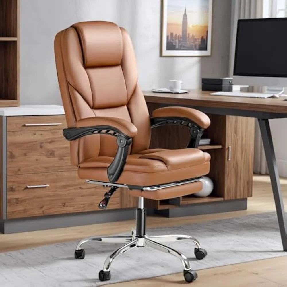 Big & Tall Executive Office Chair – High Back Leather Recliner with Footrest - Image 8