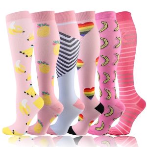 20–30mmHg Compression Socks – Pink Knee-High Stockings for Varicose Veins, Pain Relief & Circulation Support