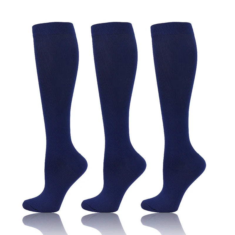 3 Pairs/Pack Compression Socks – 30mmHg Knee-High Support for Men & Women (58 Styles) - Image 56