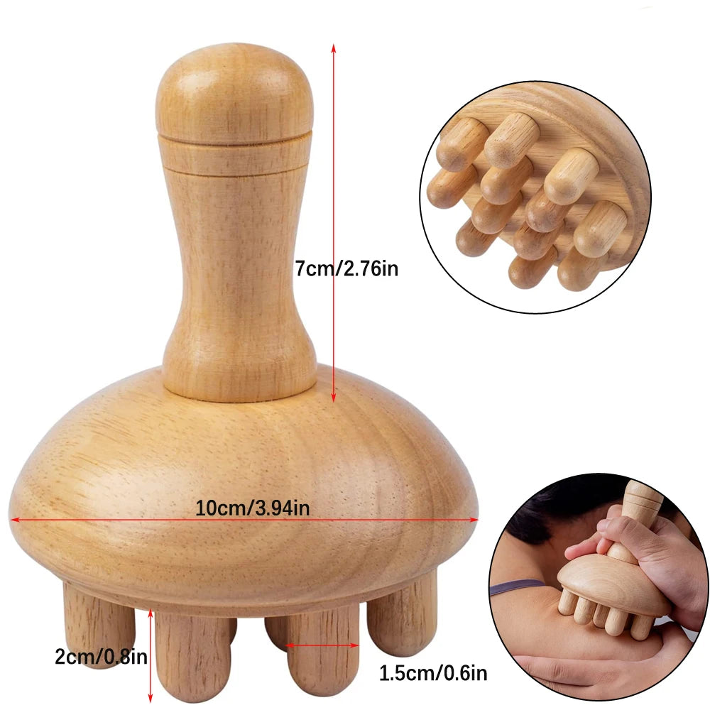 Wooden Mushroom Shape Massage Tool – Manual Wood Therapy for Full Body Anti-Cellulite & Lymphatic Drainage - Image 7